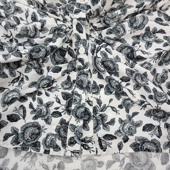 Thakoon For Design Nation Womens Blouse Size Small Button Up Floral Ruched - Picture 10 of 12